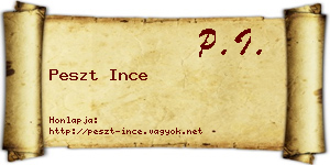 Peszt Ince névjegykártya